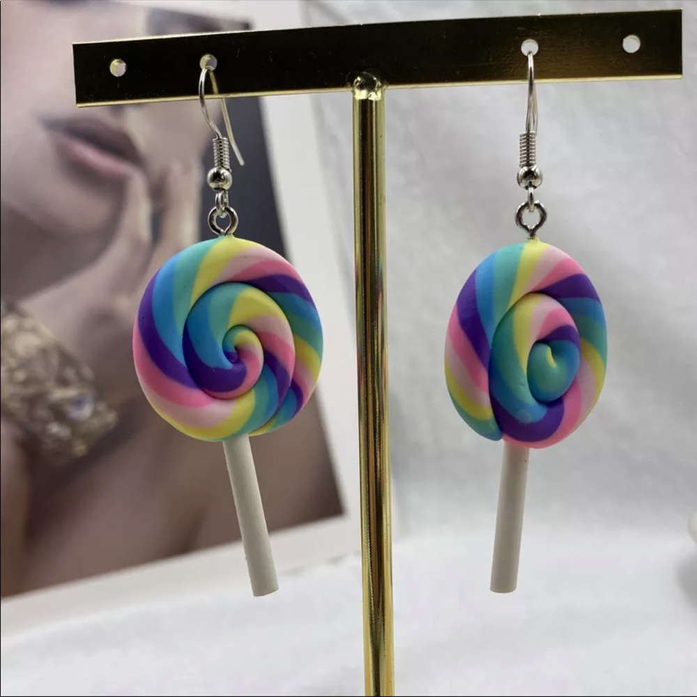 Fun Rainbow 🌈 lollipop 🍭 earrings pops lollipops